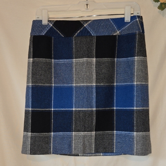 Talbots Size 6 Petite Blue and Black Plaid Skirt 90s Y2K - Picture 1 of 5